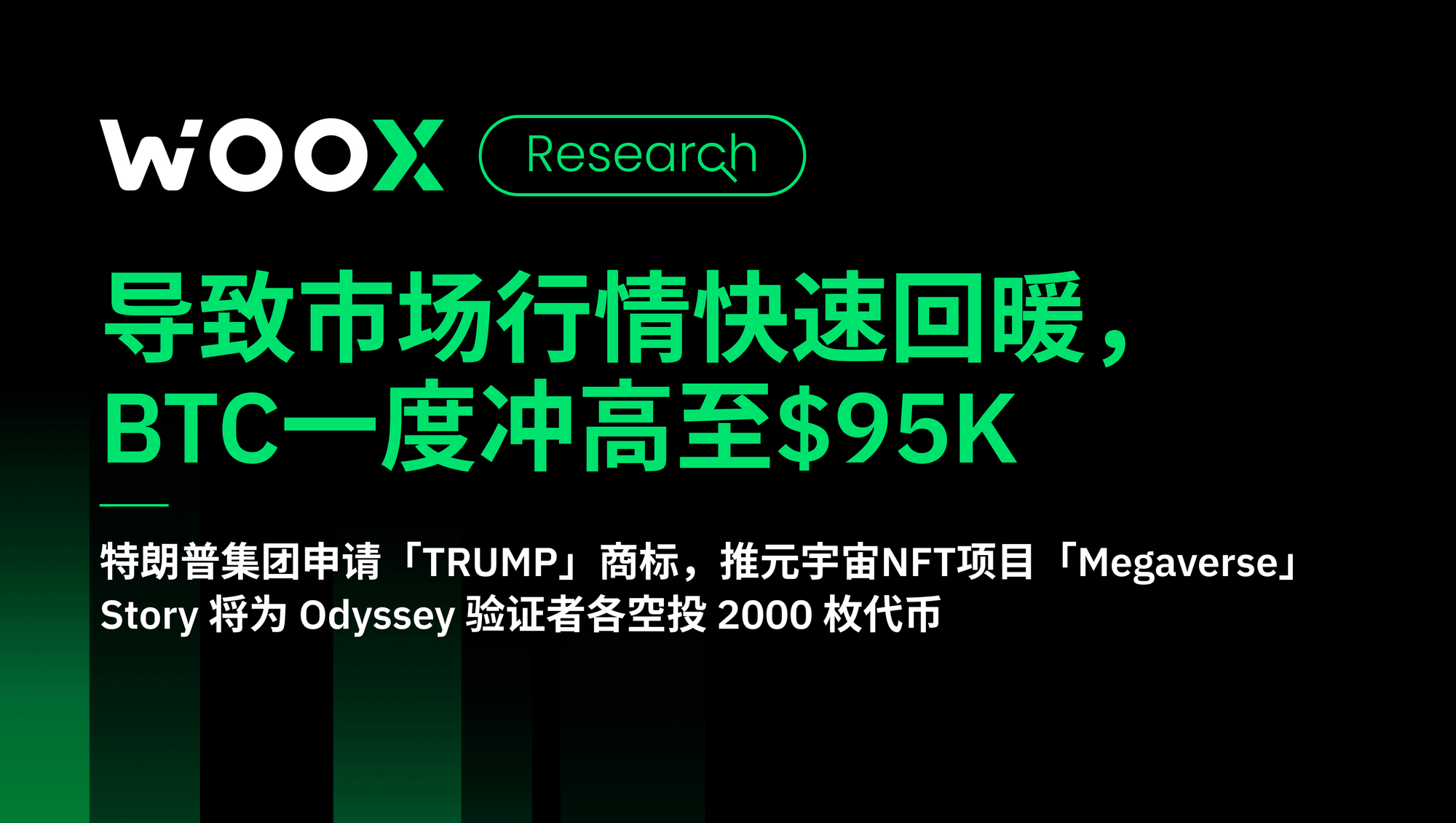 导致市场行情快速回暖，BTC一度冲高至$95K