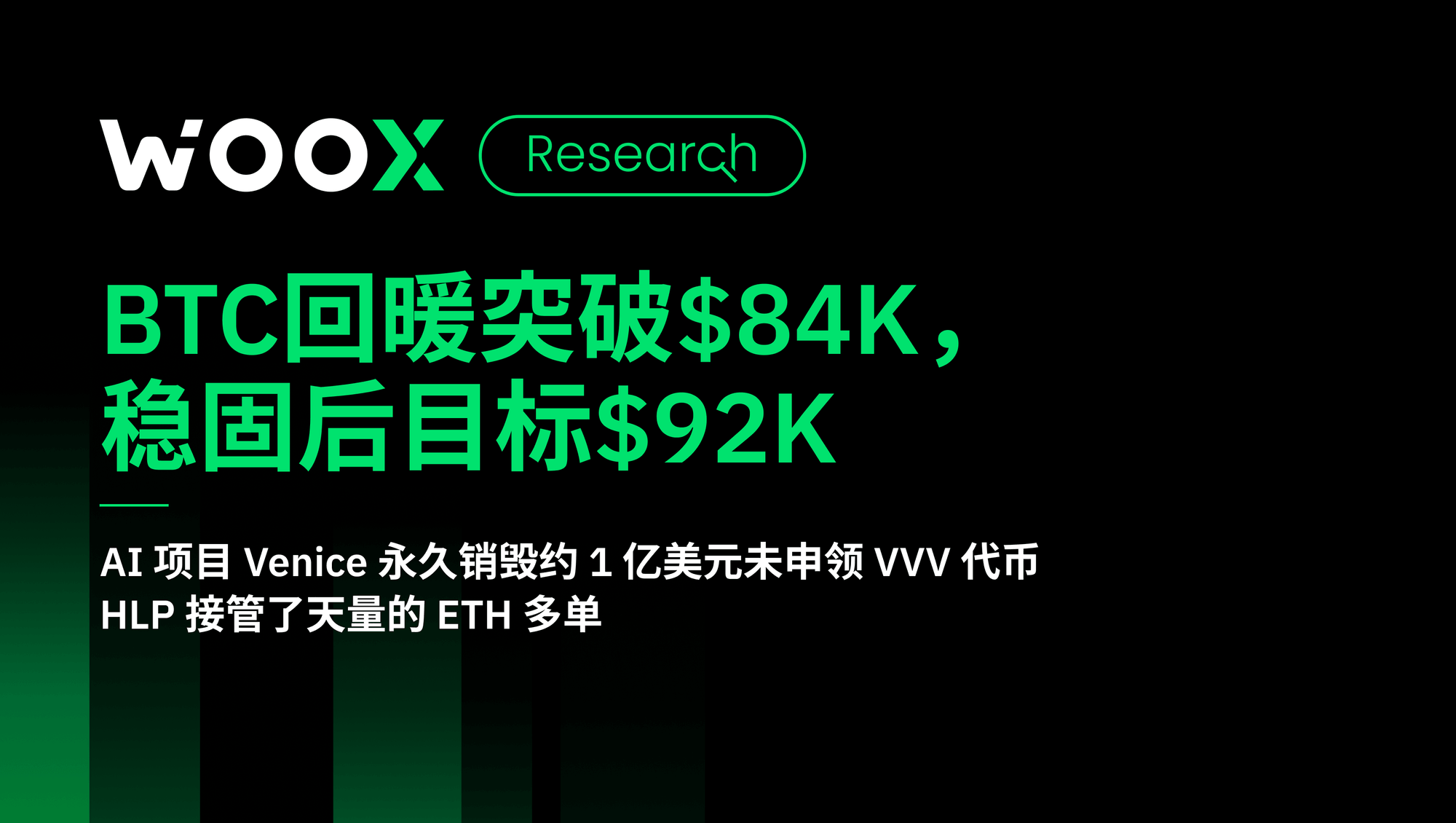 BTC回暖突破$84K，稳固后目标$92K