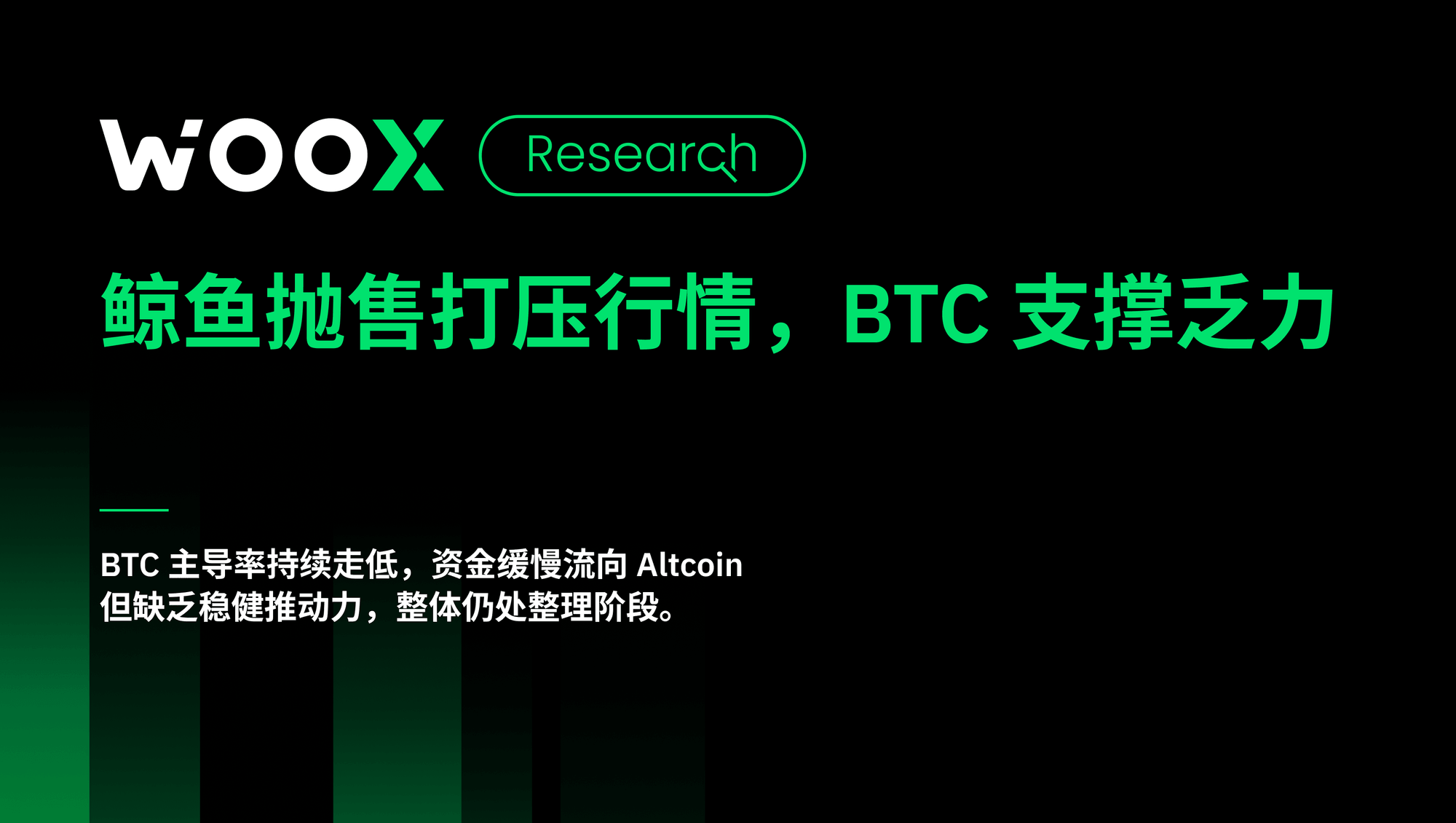 鲸鱼抛售打压行情,BTC 支撑乏力